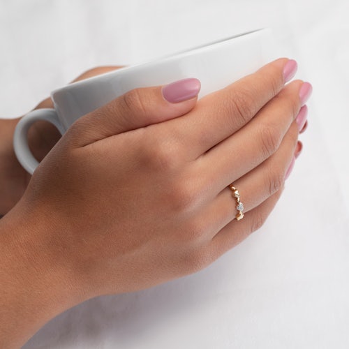 Pierścionek zaręczynowy serce SAVICKI: złoty, diament